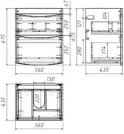 Бриклаер Тумба с раковиной Вега 60 2 ящика белая – фотография-8